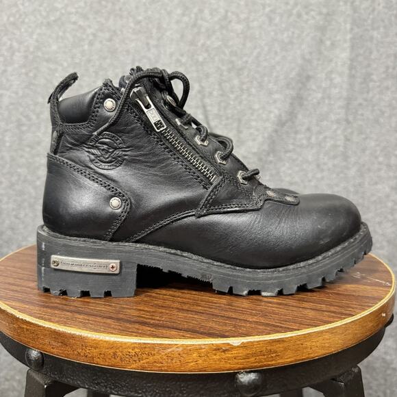 Milwaukee Leather Boots Womens Size 7.5 Black MBL9335 Motorcycle Riding Zip